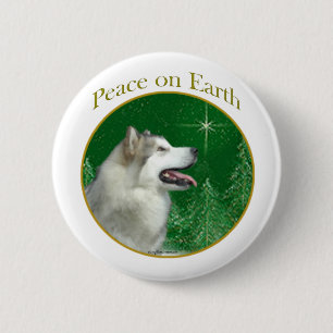 Badge Rond 5 Cm Alaskan malamute la paix