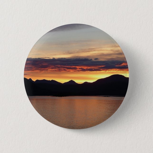 Badge Rond 5 Cm Alaskan Sunset I Belle photographie Alaska (Devant)