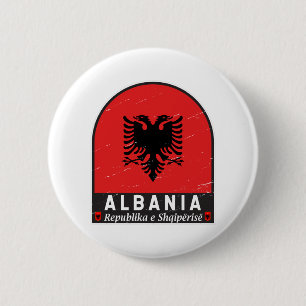 Badge Rond 5 Cm Albania Flag Emblem Distressed