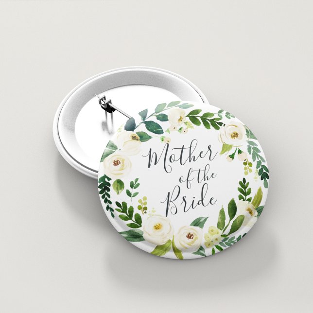 Badge Rond 5 Cm Albâtre Floral Wreath Mère de la mariée (Créateur téléchargé)