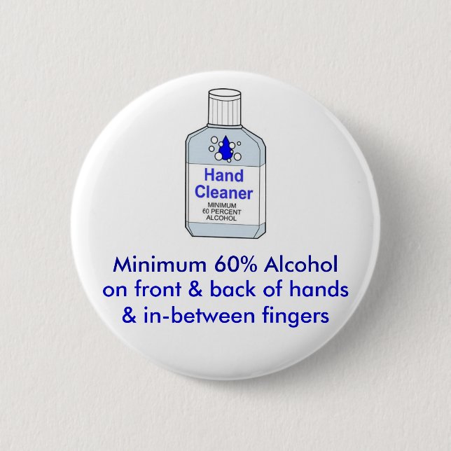 Badge Rond 5 Cm Alcool du minimum 60% (Devant)