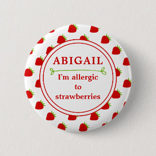 Badge Rond 5 Cm Alerte aux allergies aux fraises - Enfants