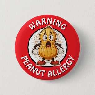 Badge Rond 5 Cm Alerte aux arachides