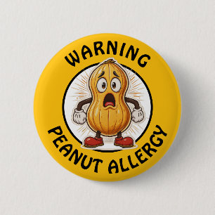 Badge Rond 5 Cm Alerte d'allergie aux arachides Avertissement