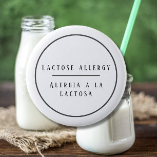 Badge Rond 5 Cm Alerte d'allergie bilingue noire et blanche au lac