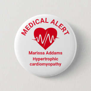 Badge Rond 5 Cm Alerte Médicale, patient cardiaque