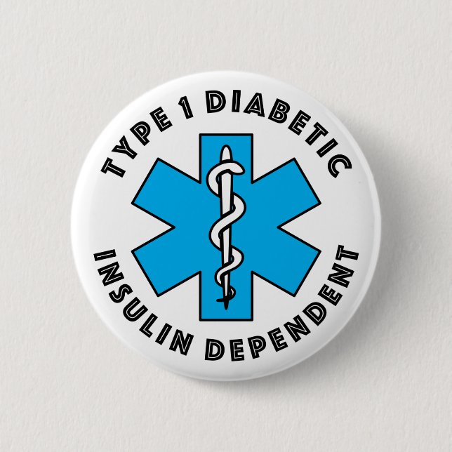 Badge Rond 5 Cm Alerte Médicale T1d [Cyan] (Devant)