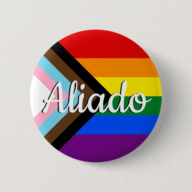 Badge Rond 5 Cm Aliado | Bandeira do Orgulho “Progress” (Devant)