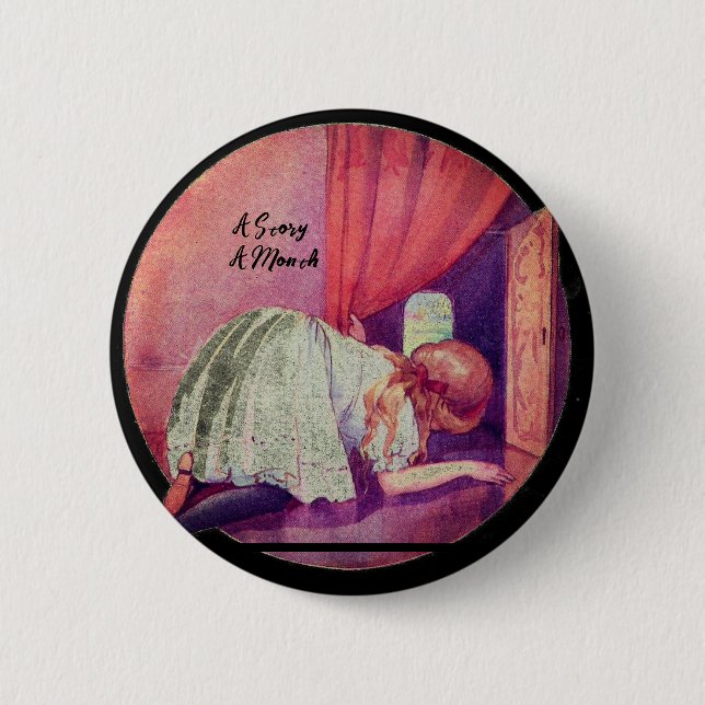Badge Rond 5 Cm Alice au pays des merveilles Histoire par mois (Devant)