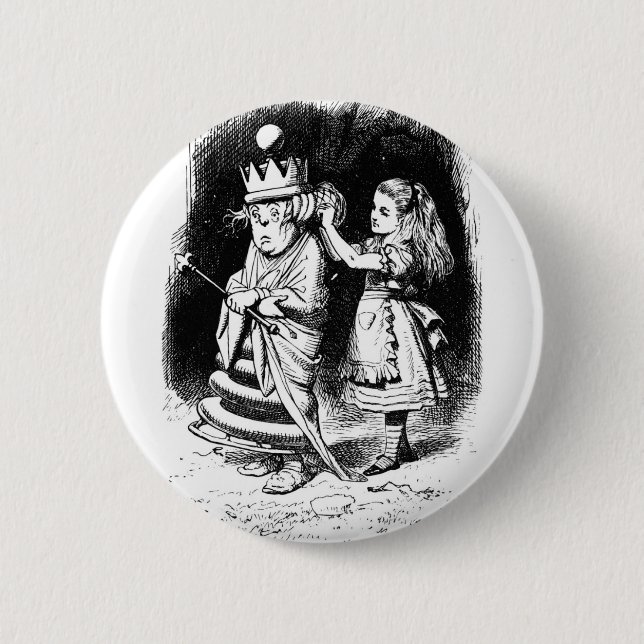 Badge Rond 5 Cm Alice avec la reine blanche (Devant)