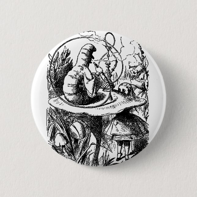Badge Rond 5 Cm Alice et Caterpillar (Devant)