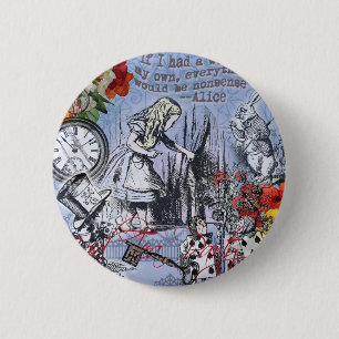 Badge Rond 5 Cm Alice rideau nonsense merveilleux classique