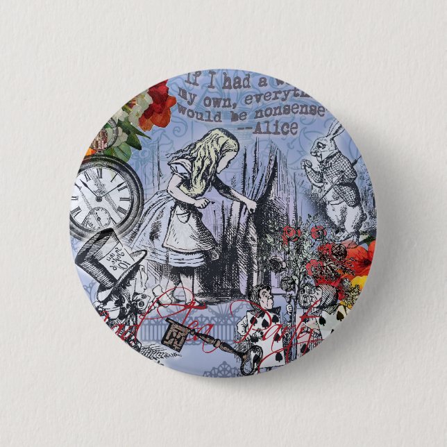 Badge Rond 5 Cm Alice rideau nonsense merveilleux classique (Devant)