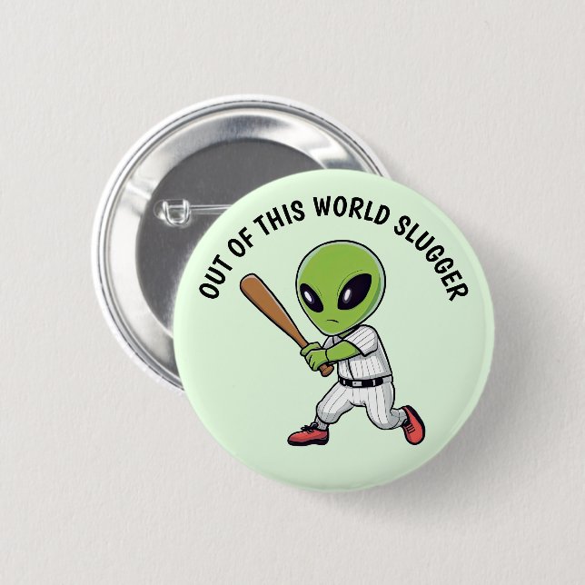 Badge Rond 5 Cm Alien de baseball (Devant & derrière)