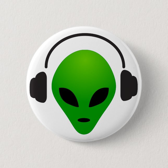 Badge Rond 5 Cm Alien de musique (Devant)