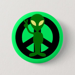 Badge Rond 5 Cm alien de paix