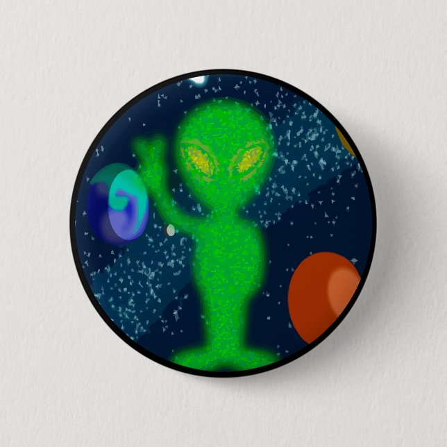 Badge Rond 5 Cm Alien d'espace statique de paix (Devant)