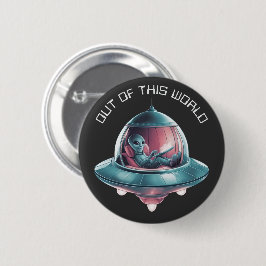 Badge Rond 5 Cm Alien drôle en OVNI
