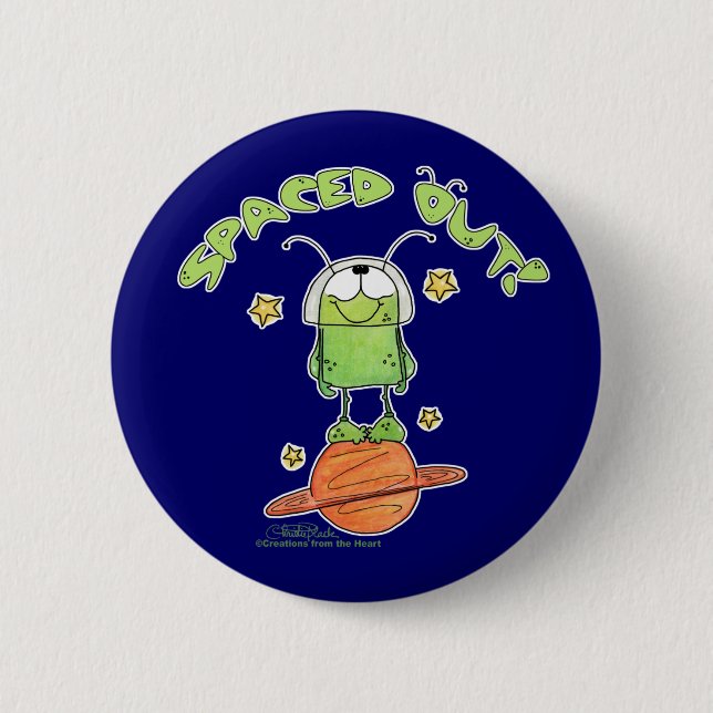 Badge Rond 5 Cm Alien Espacé (Devant)
