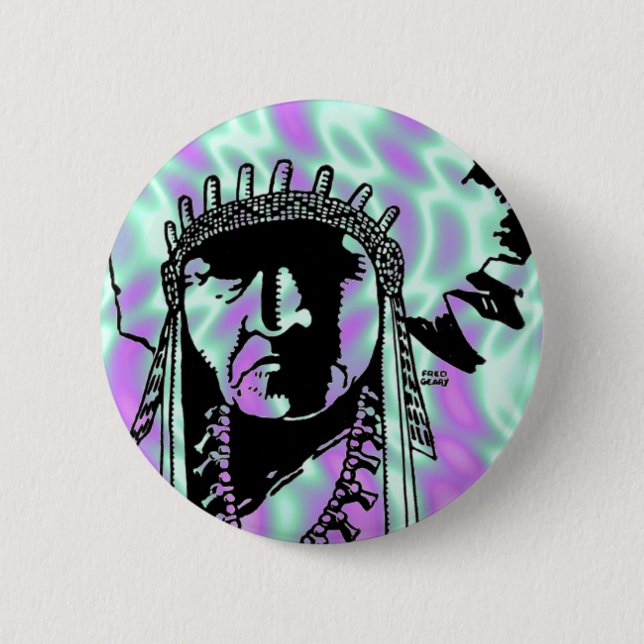 Badge Rond 5 Cm Alien Green, bouton indien (Devant)