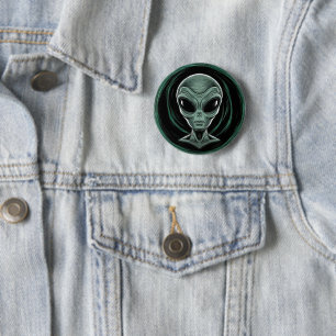 Badge Rond 5 Cm Alien gris