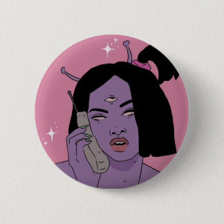 Badge Rond 5 Cm Alien on phone button