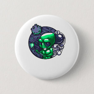 Badge Rond 5 Cm Alien Selfie Snap Pour Astronome Enseignant Ventil