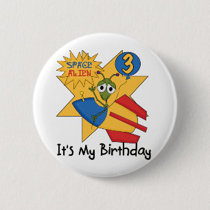 Badge Rond 5 Cm Alien spatial 3ème anniversaire Tshirts et cadeaux