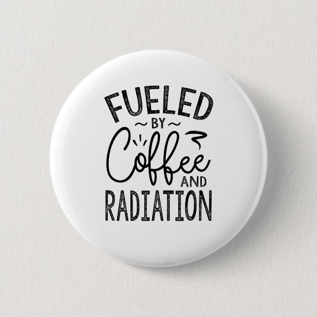 Badge Rond 5 Cm Alimenté Par Café Et Rayonnement (Devant)