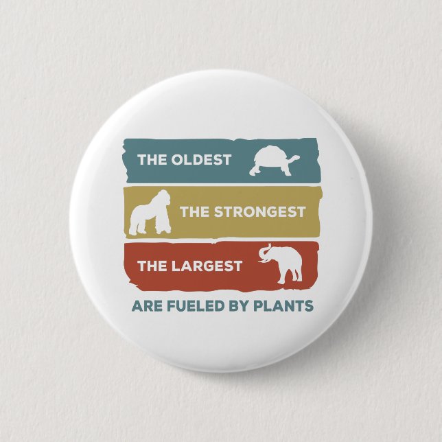 Badge Rond 5 Cm Alimenté par des animaux végétaliens Plante (Devant)
