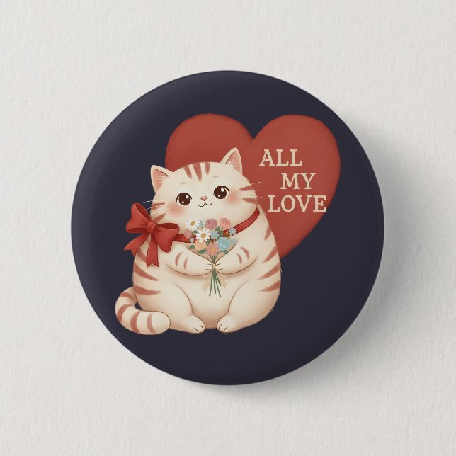 Badge Rond 5 Cm All My Love Tabby Cat (Devant)
