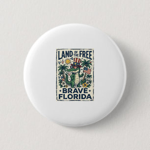 Badge Rond 5 Cm Alligator de Floride Patriotique 4 juillet