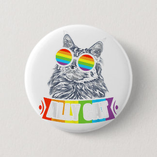 Badge Rond 5 Cm Ally Cat Straight LGBT Supporter Gay pride Ally Ra