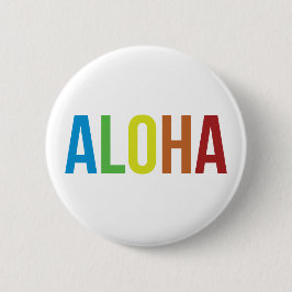 Badge Rond 5 Cm Aloha arc-en-ciel