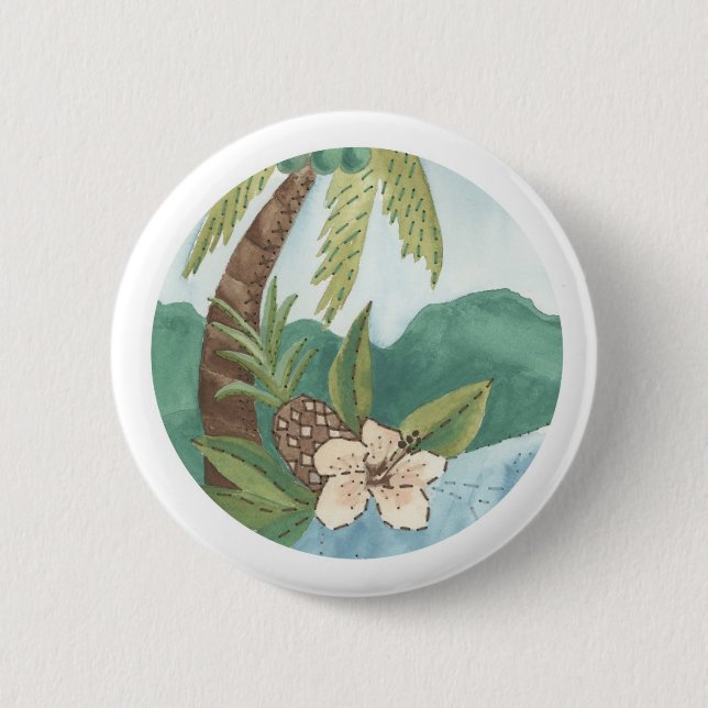 Badge Rond 5 Cm Aloha bouton (Devant)