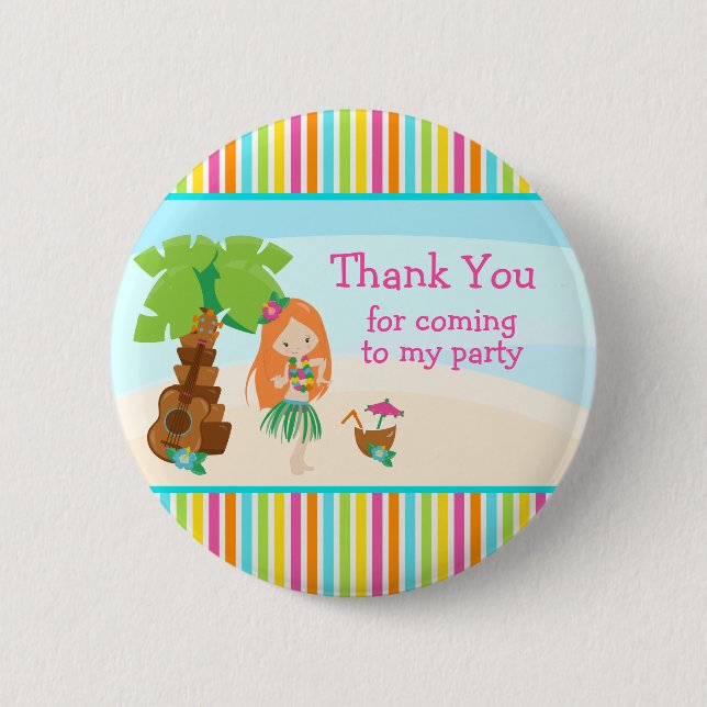 Badge Rond 5 Cm Aloha Cute Red Hair Girl 'Merci de venir' (Devant)