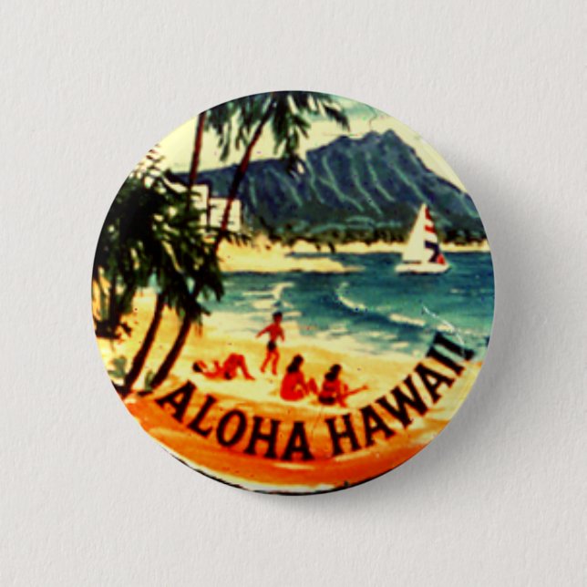 Badge Rond 5 Cm Aloha Hawaii (Devant)