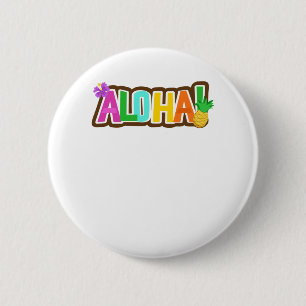 Badge Rond 5 Cm Aloha Hawaii Hawaiian Island Surfing Tropical