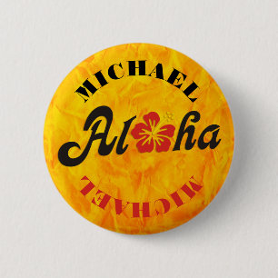 Badge Rond 5 Cm Aloha Hibiscus - plat design Hawaii + vos idées
