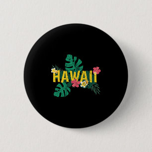 Badge Rond 5 Cm Aloha Vacances d'été Hawaïennes Fleurs Tropicales