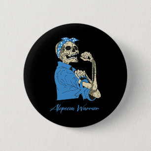 Badge Rond 5 Cm Alopecia Guerrier Sensibilisation Soutien Squelett