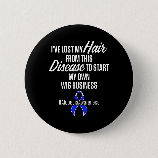 Badge Rond 5 Cm Alopecia Sensibilisation Perte de cheveux Guerrier (Devant)