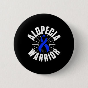 Badge Rond 5 Cm Alopécie Sensibilisation Perte de cheveux Guerrier