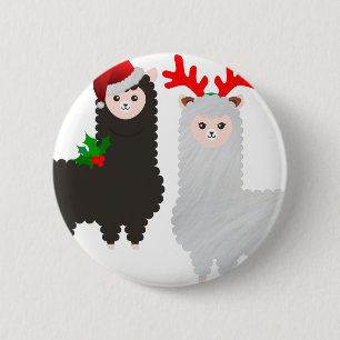Badge Rond 5 Cm alpacas de rennes de noël