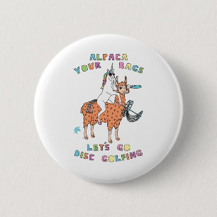 Badge Rond 5 Cm Alpaga-Votre-Sac-Let's-Jeu-Disque-Golf-Licorne