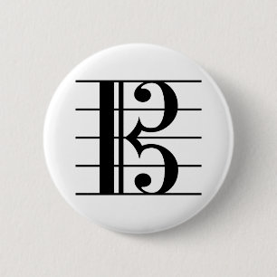 Badge Rond 5 Cm Alto Clef sur le personnel