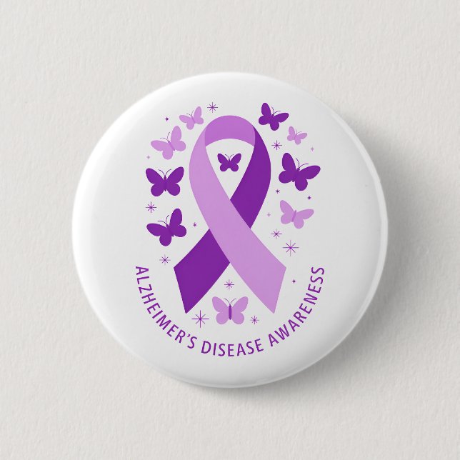 Badge Rond 5 Cm Alzheimer's Disease Awareness Purple Ribbon (Devant)
