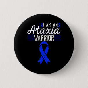 Badge Rond 5 Cm Am An Ataxia Warrier Blue Ribbon Sensibilisation