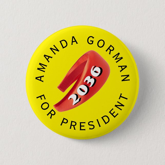 Badge Rond 5 Cm Amanda Gorman, présidente (Devant)