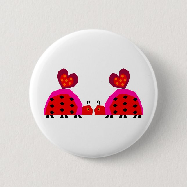 Badge Rond 5 Cm Amants de coccinelle (Devant)